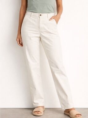 Lands' End Woman’s White Cotton Classic Chinos Pants Size 12 NWT